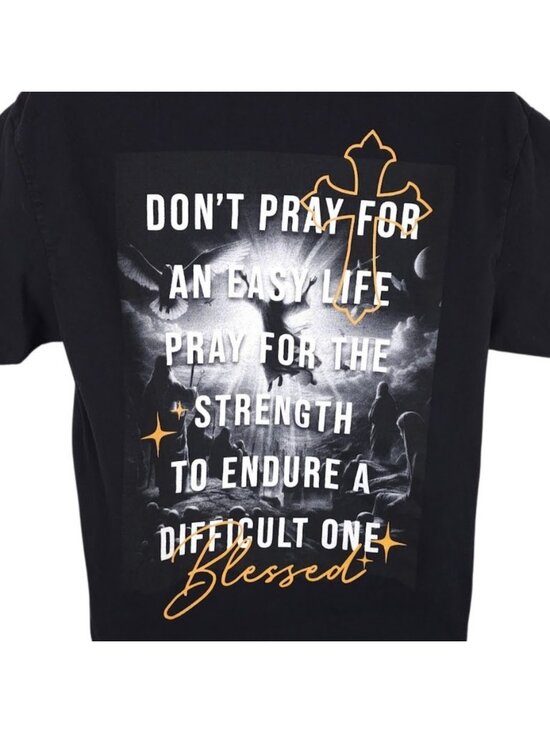 Poison Other - Christian T Shirt Mens Size Large Black Dont Pray For An Easy Life